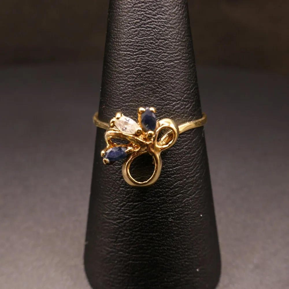 Vintage otte karat sløjfering med zirkonia