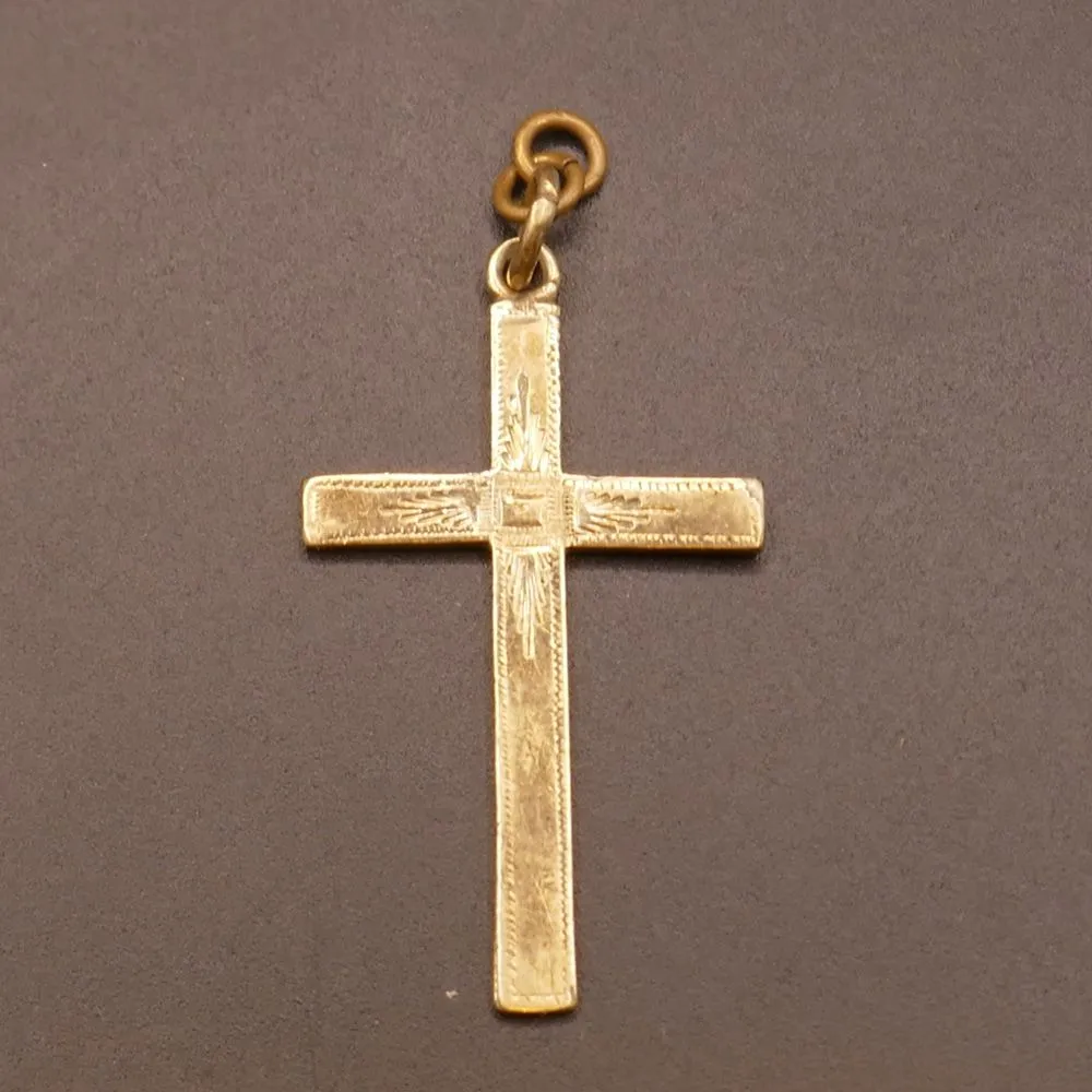 Vintage otte karat dobbeltsidet guldkors vedhæng