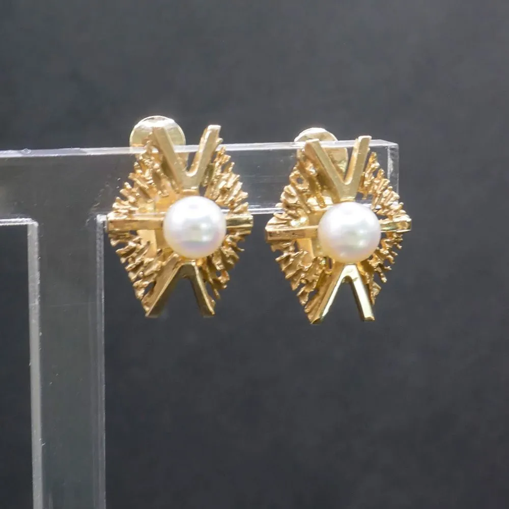 Vintage øreclips i guld med ægte perle fra Viggo Wollny!