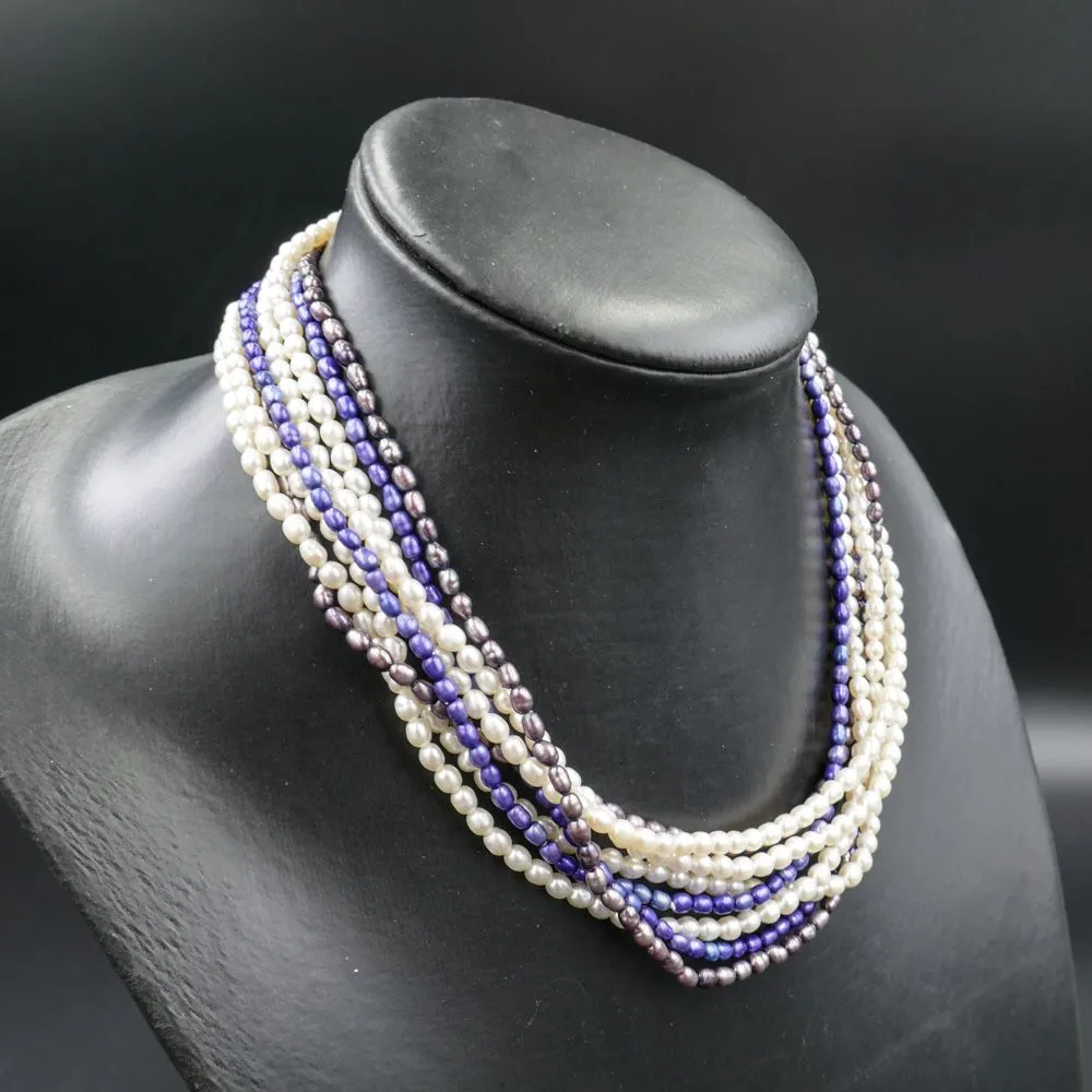 Fire lange halskæder med ægte ferskvandsperler 