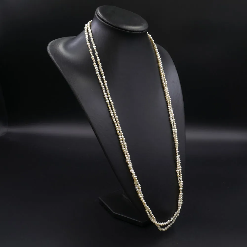 Vintage halskæde af små ferskvandsperler med sølvlås