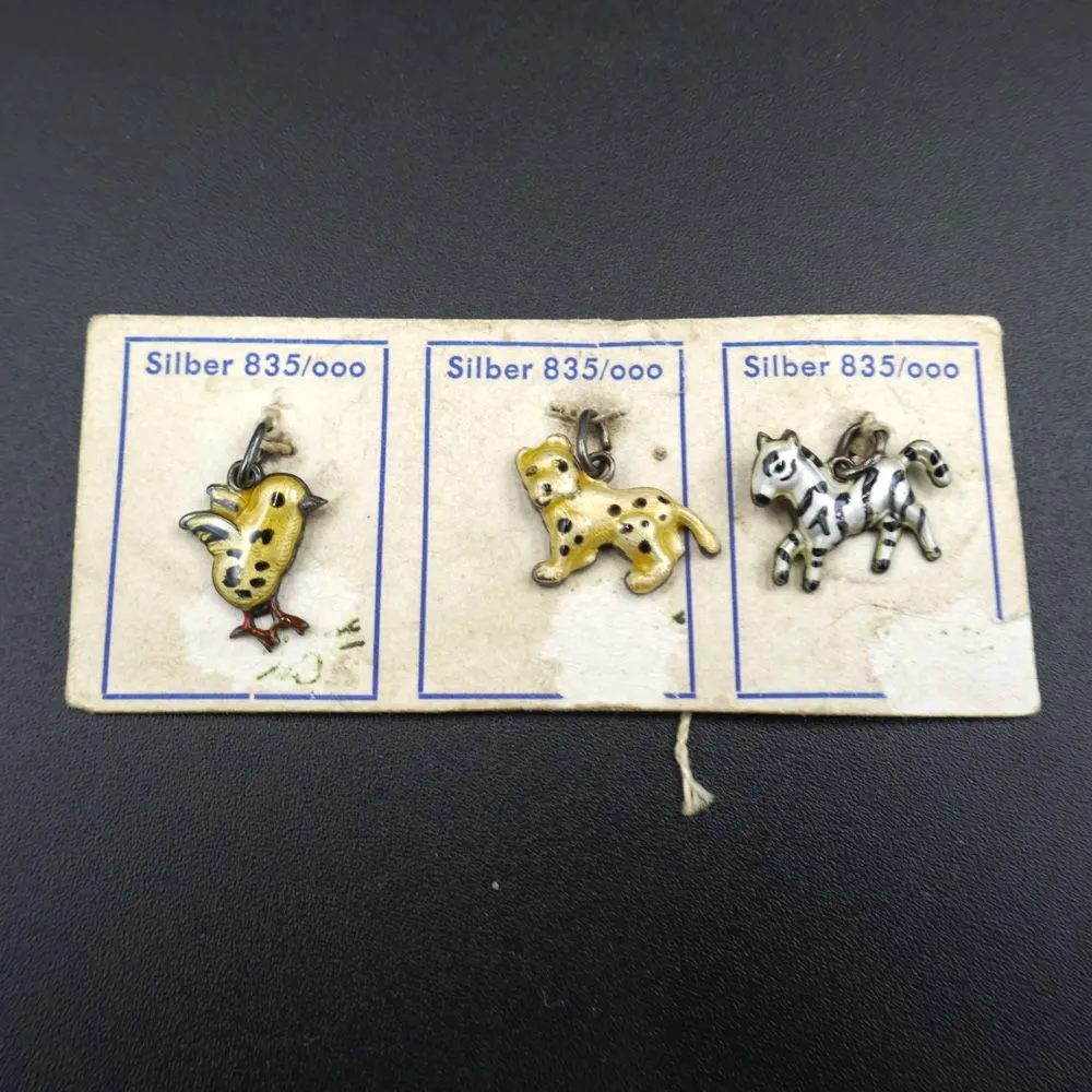 Små fine emalje charms af sølv