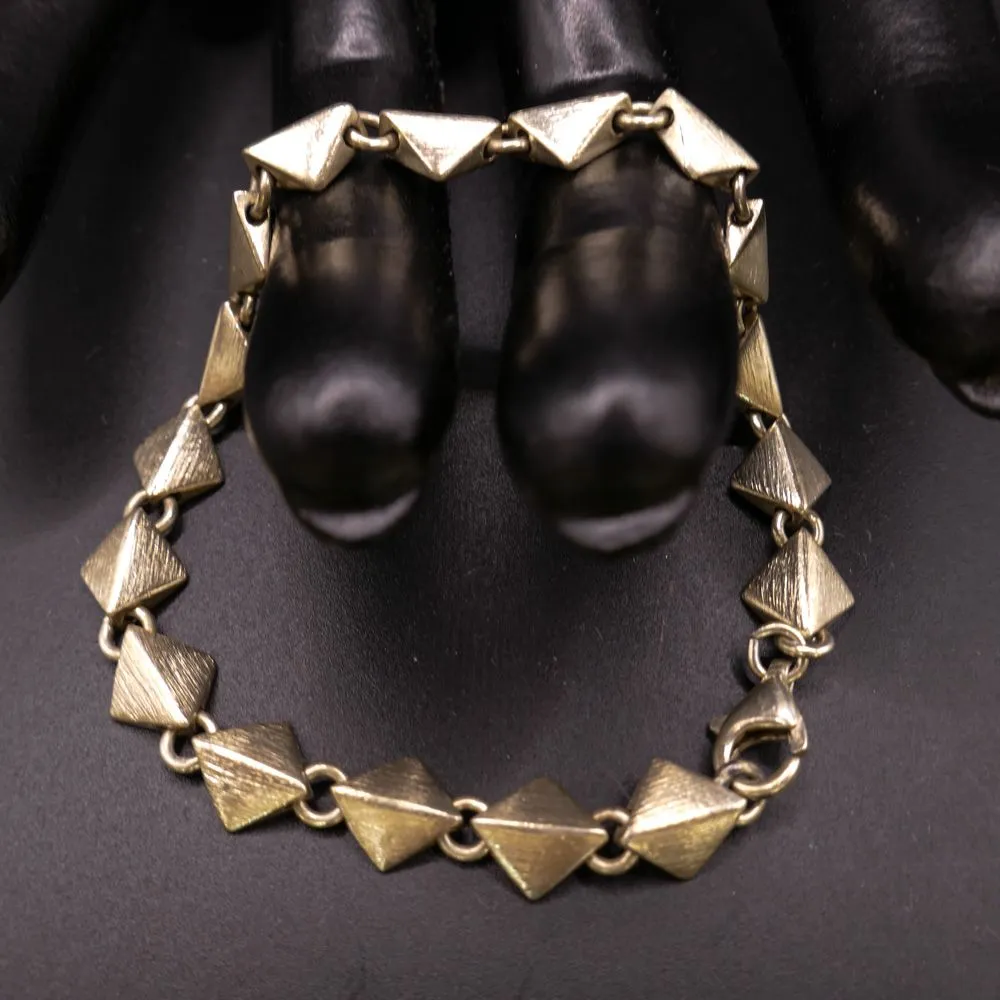 Vintage arm-lænke i geometrisk design i sterling sølv