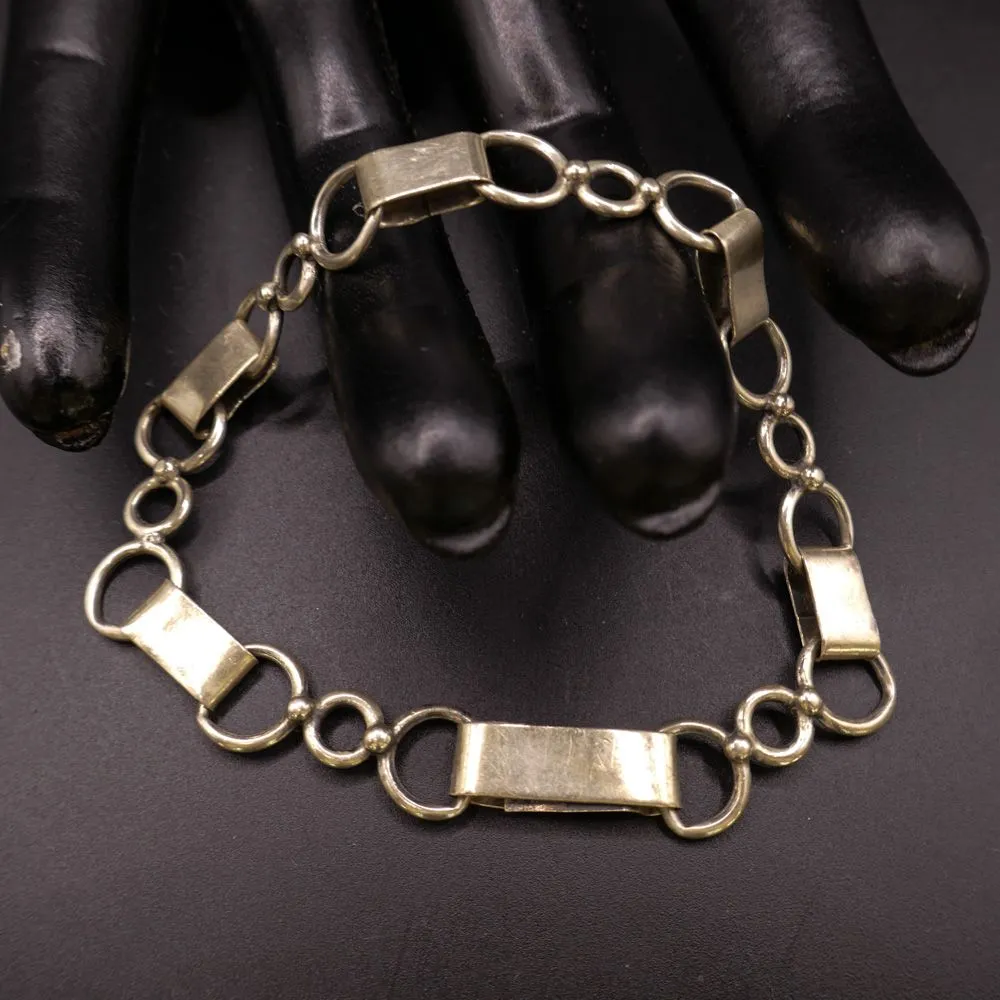 Fint vintage sølv armlænke i enkelt mønster-design