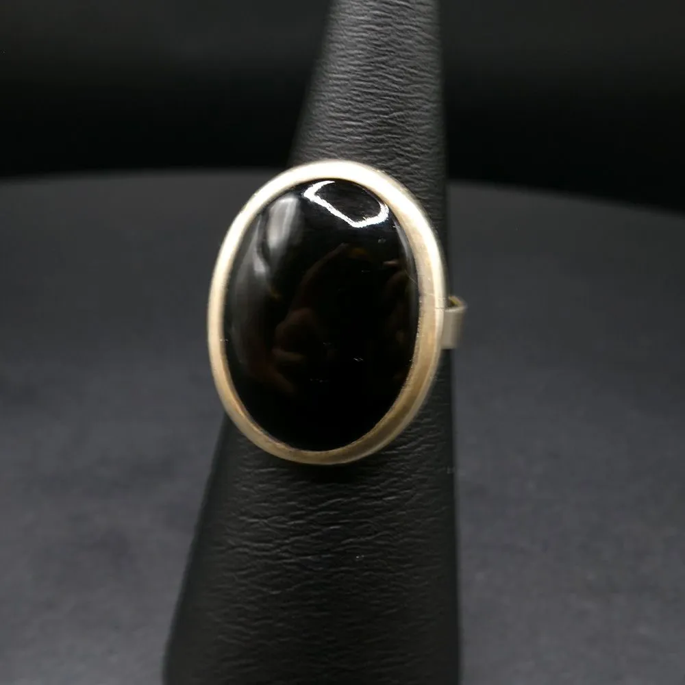 Vintage ring i sterling sølv med sort blank onyx