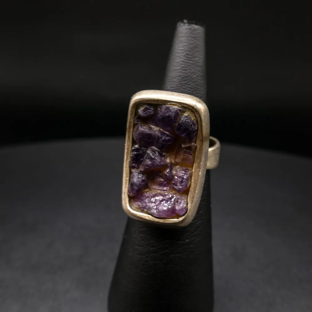 Håndlavet designer ring i sterling sølv og ametyster!