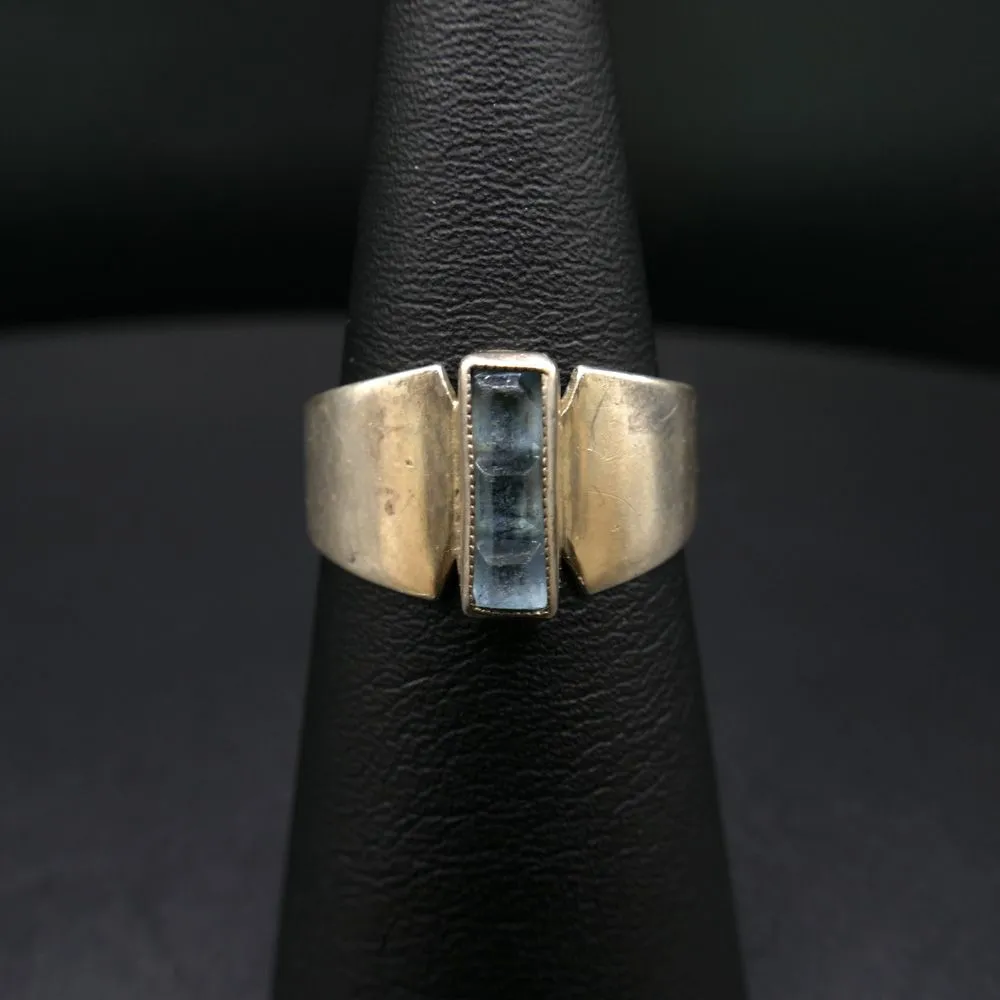Vintage sølvring med lyseblå sten