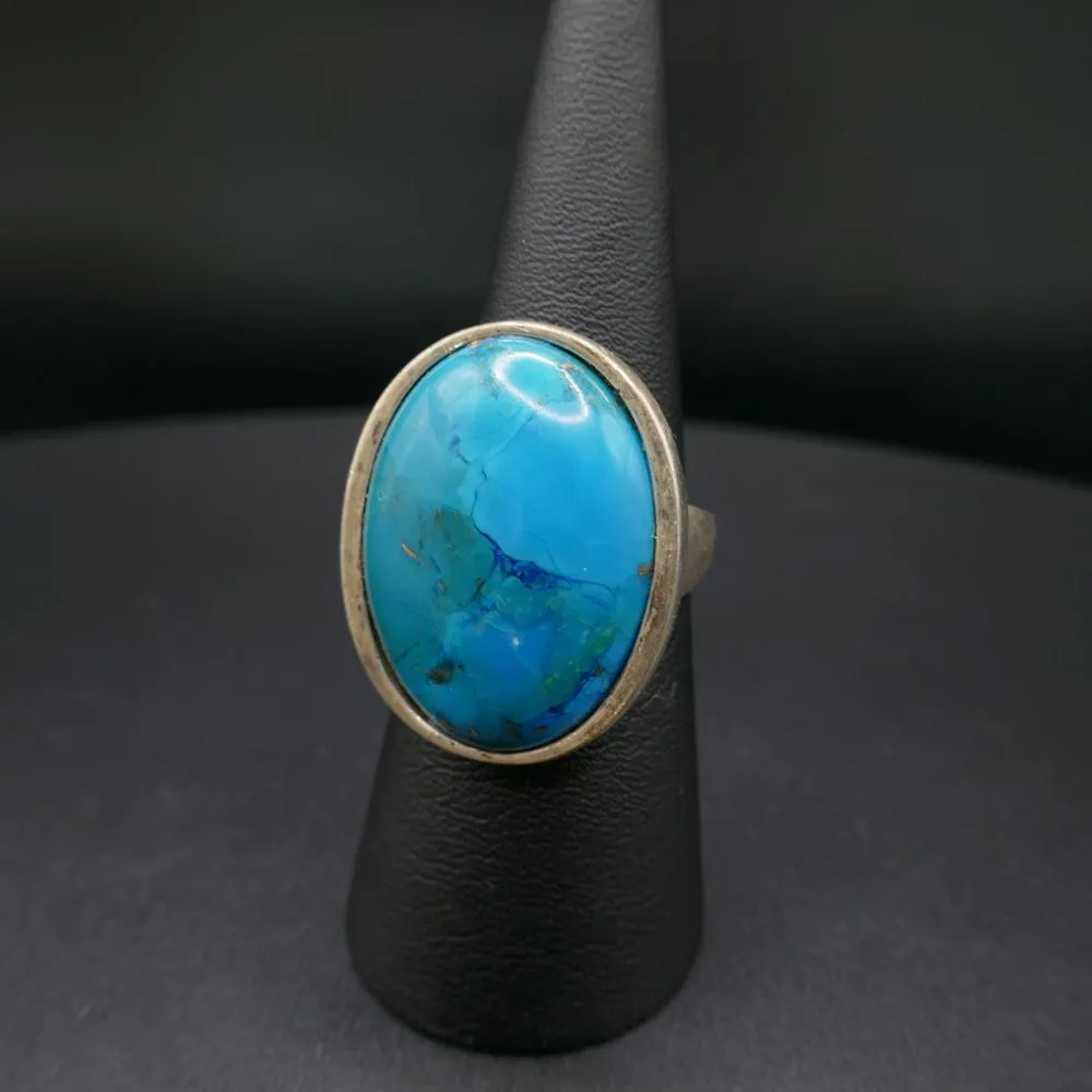 Vintage sølvring med turkisfarvet sten fra Siersbøl
