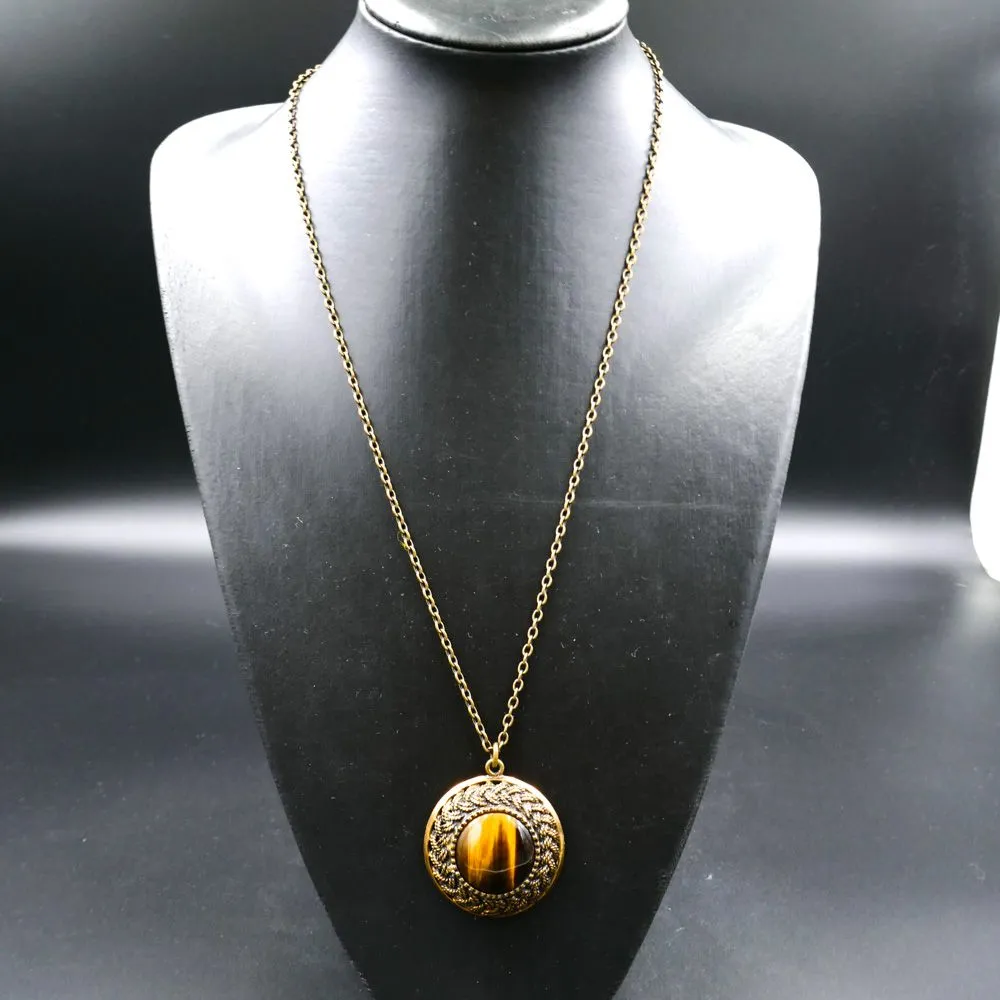 Vintage halskæde af bronze med tigerøjesten fra Sarpaneva