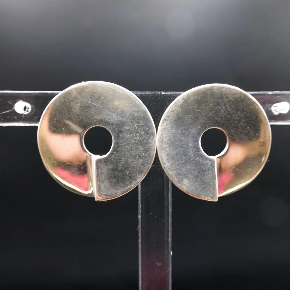 Vintage designer disk øreringe udført i sterling sølv