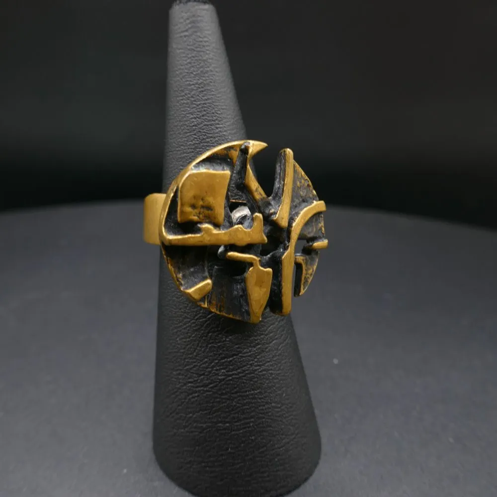 Geometrisk finsk vintage design klemme-ring i bronze