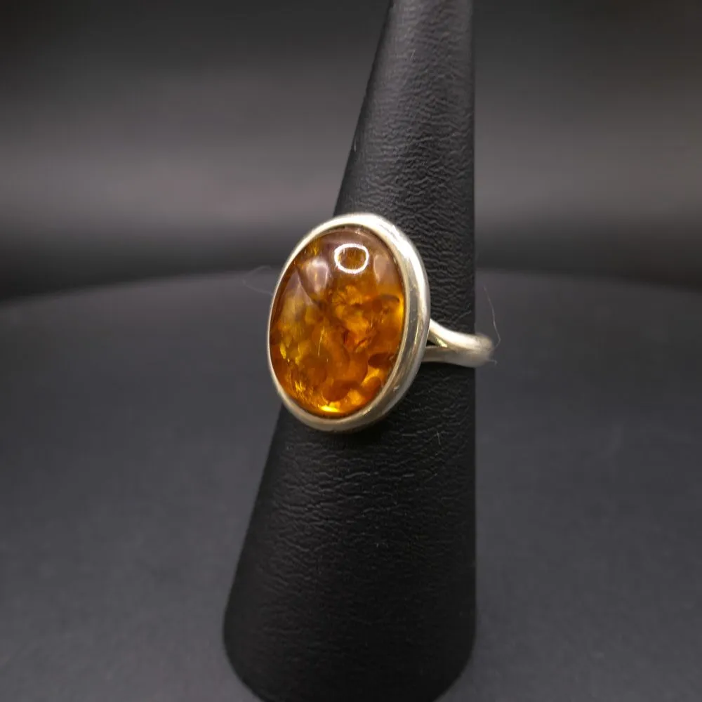 Vintage sølvring med rav fra From