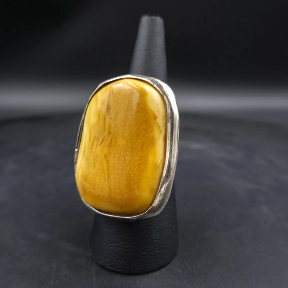 Vintage meget stor sølvring med mælkerav