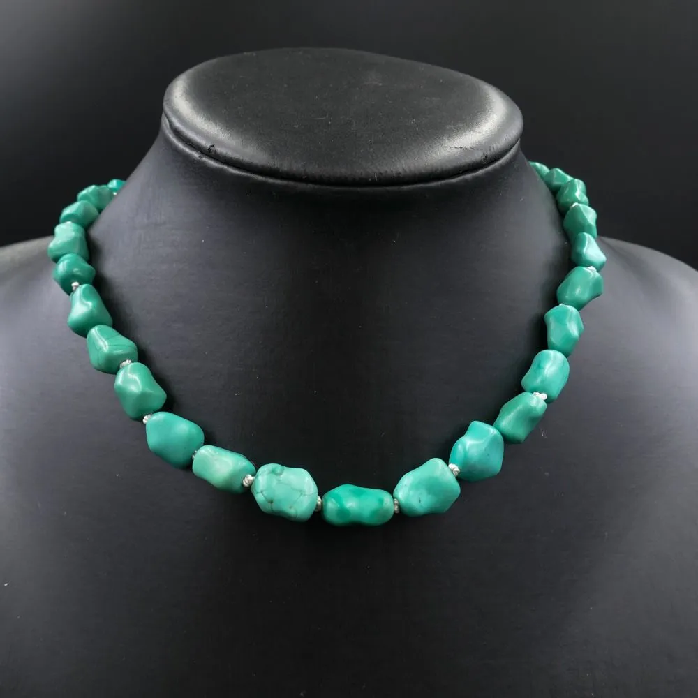 Vintage halskæde fra Fenster med grøn turkis