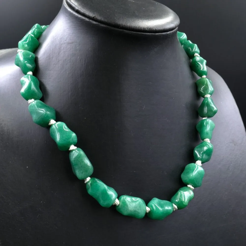 Fenster halskæde med meget store aventurin-sten