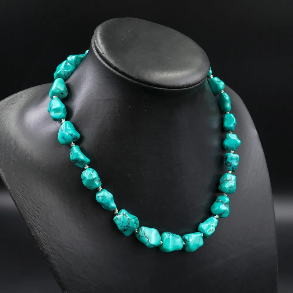 Vintage turkis-halskæde fra Fenster med store ægte turkis-sten 