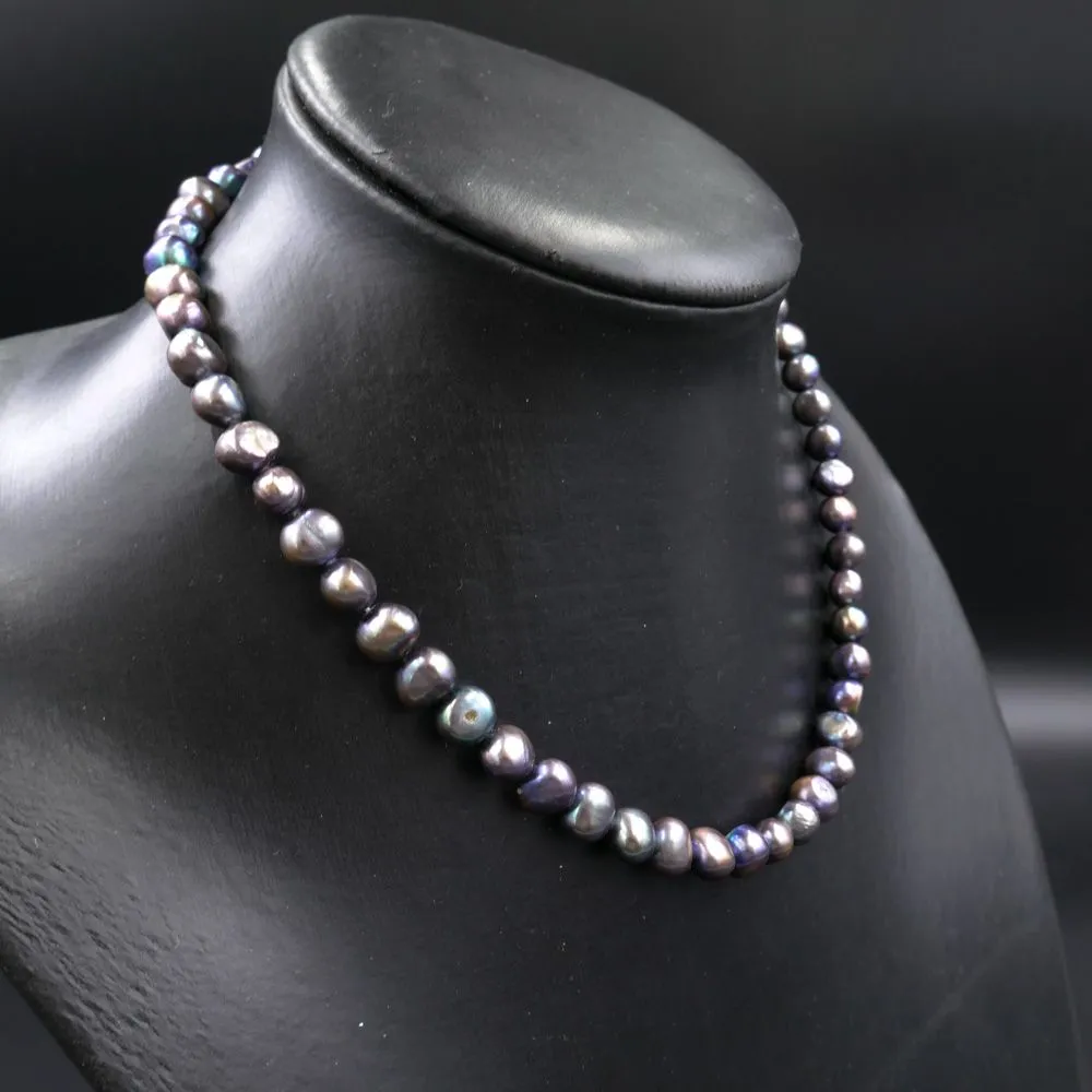 Ferskvands-kulturperlekæde med udskiftelig sølv æble-lås