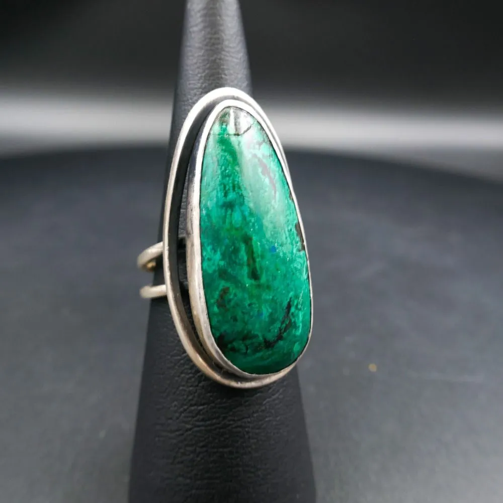 Vintage kæmpe klemme finger-ring med malakit 