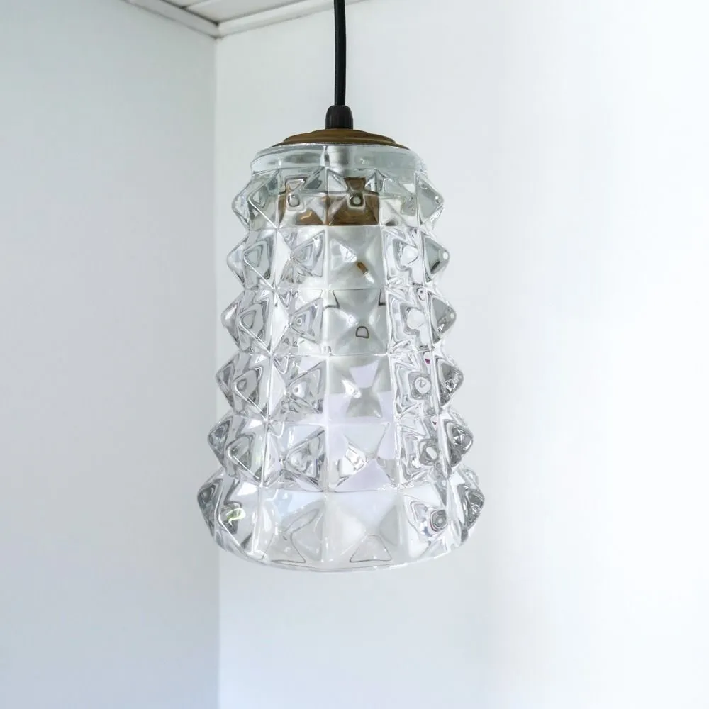 Vintage glas-pendel med messing top