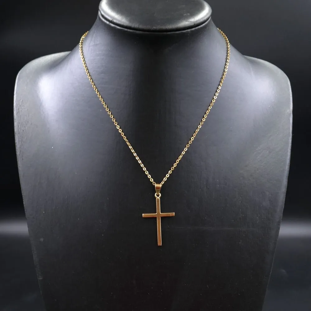 Vintage guldhalskæde med et enkelt guldkors