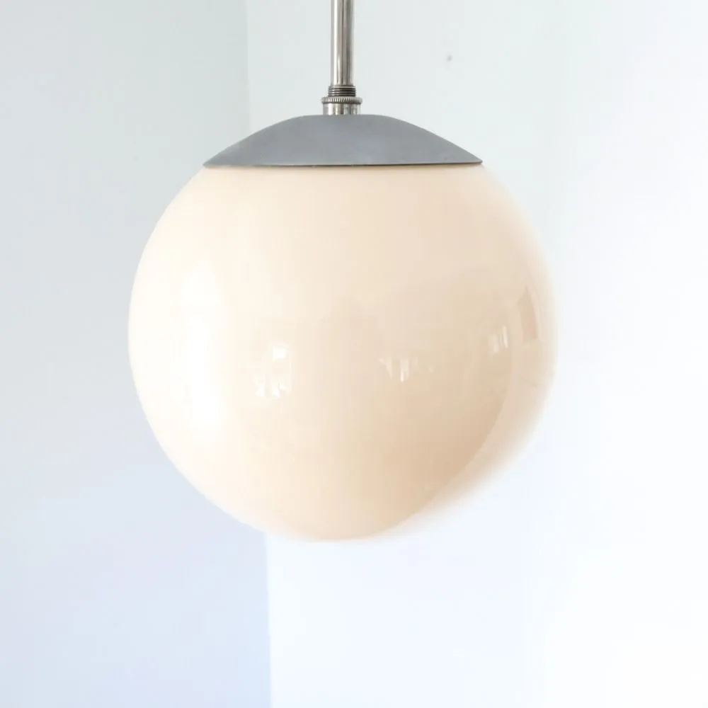 Vintage lyserød kuppel pendel i chrom