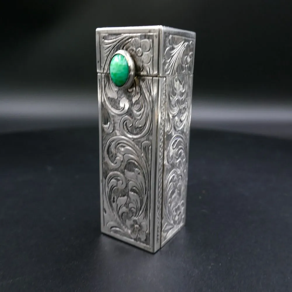 Vintage læbestift etui af sølv i original papirs æske