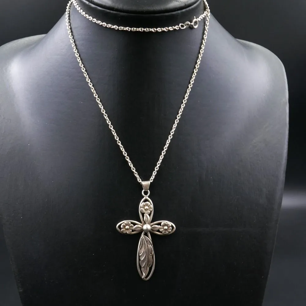 Vintage leddelt sølvarmbånd med bladværk