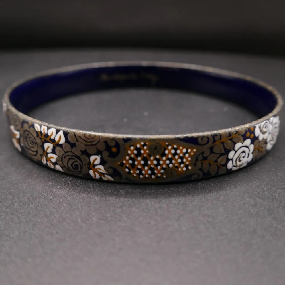 Vintage Michaela Frey armring i helt mørkeblå emalje