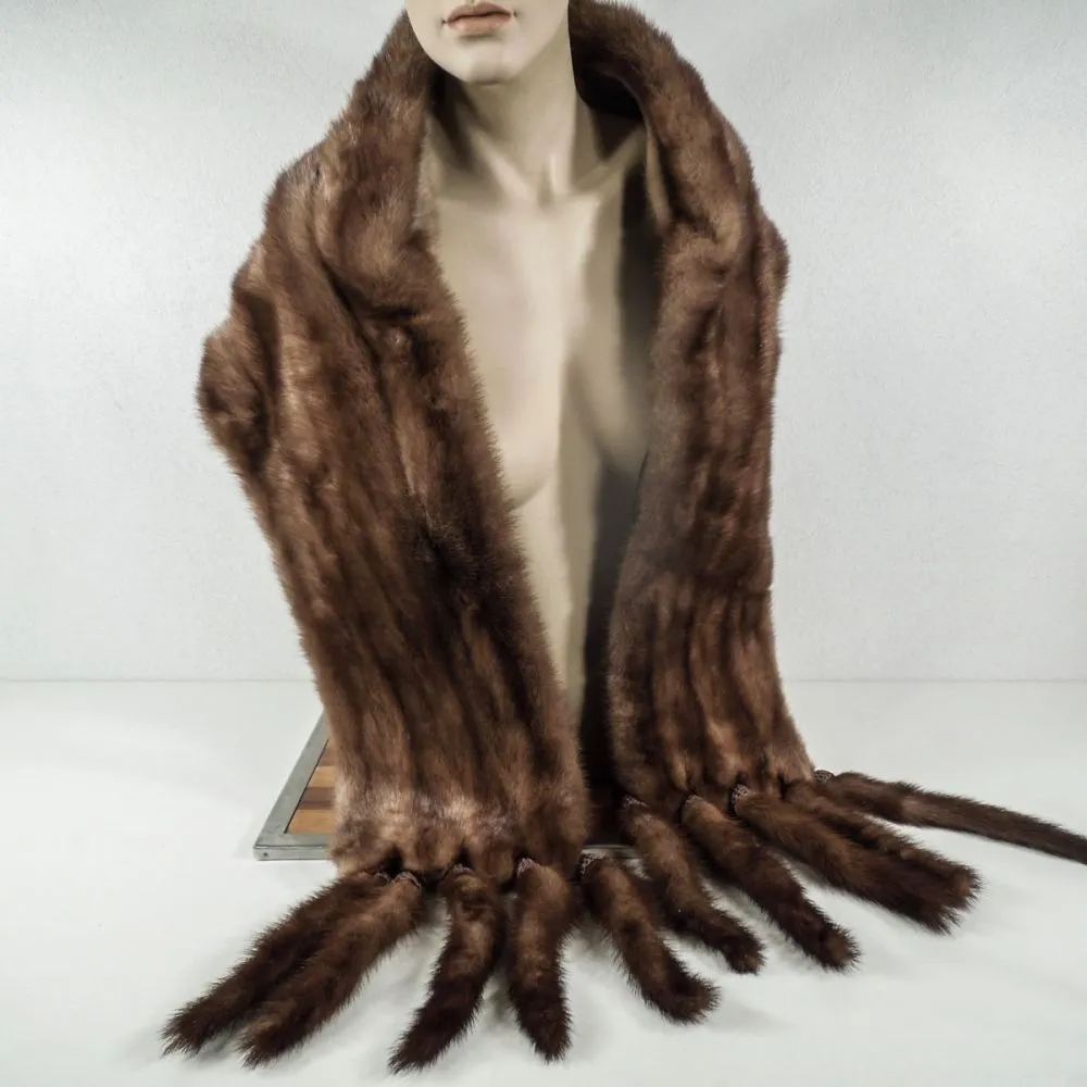 Vintage mink stola i smuk brun nuance i lækreste kvalitet