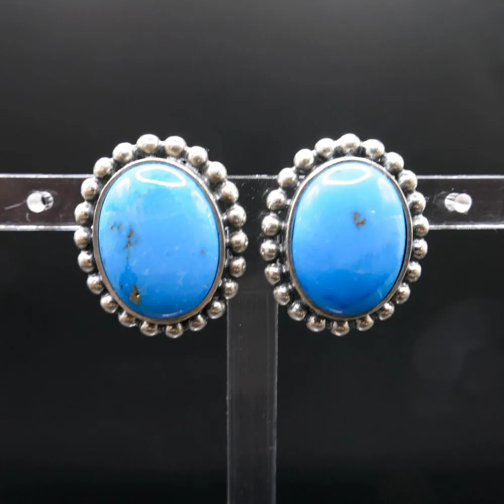 Store sølv ørestikkere med turkis fra From