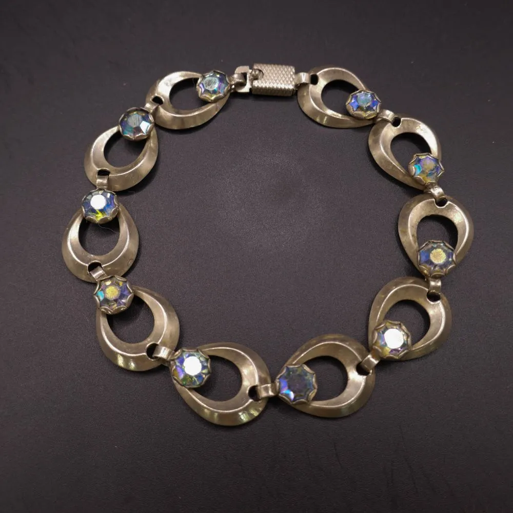 Vintage sølvarmlænke med blå sten fra Siersbøl 