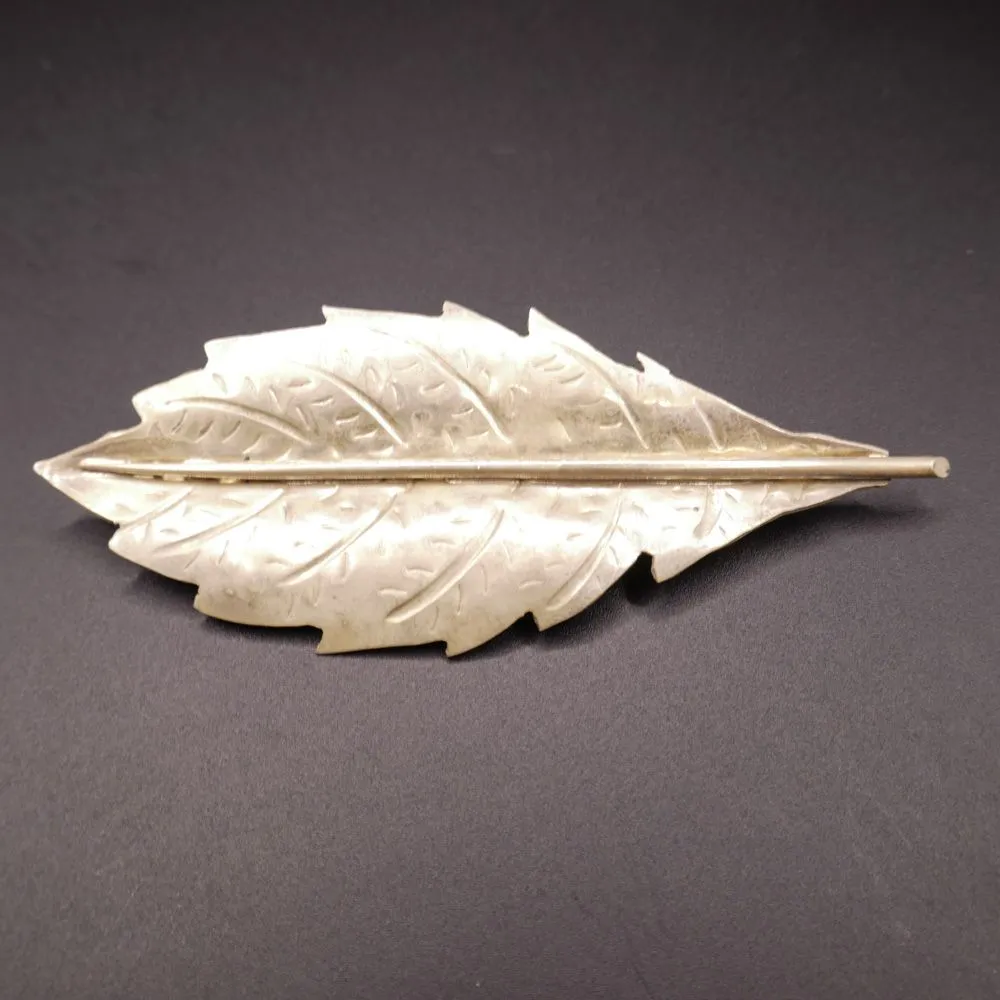 Kæmpe stor flot vintage blad broche i sterling sølv.