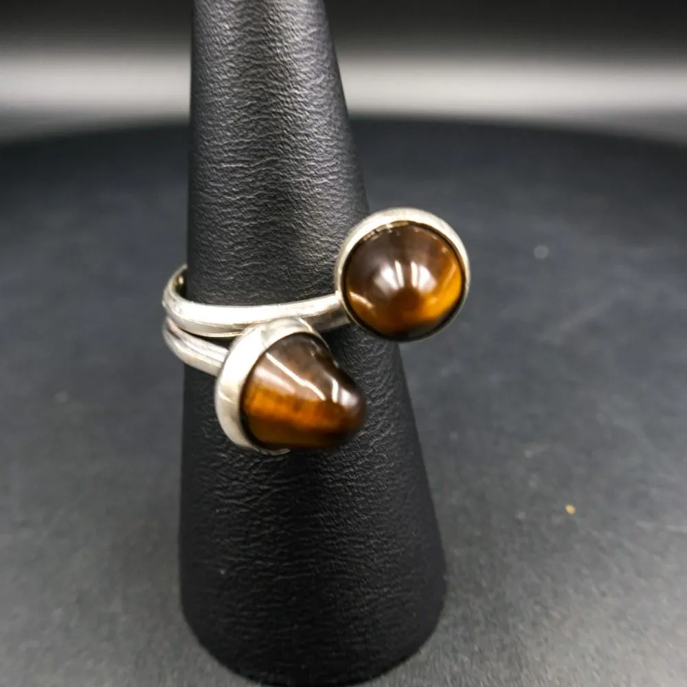 Dobbelt sølvring fra From med tigerøjne