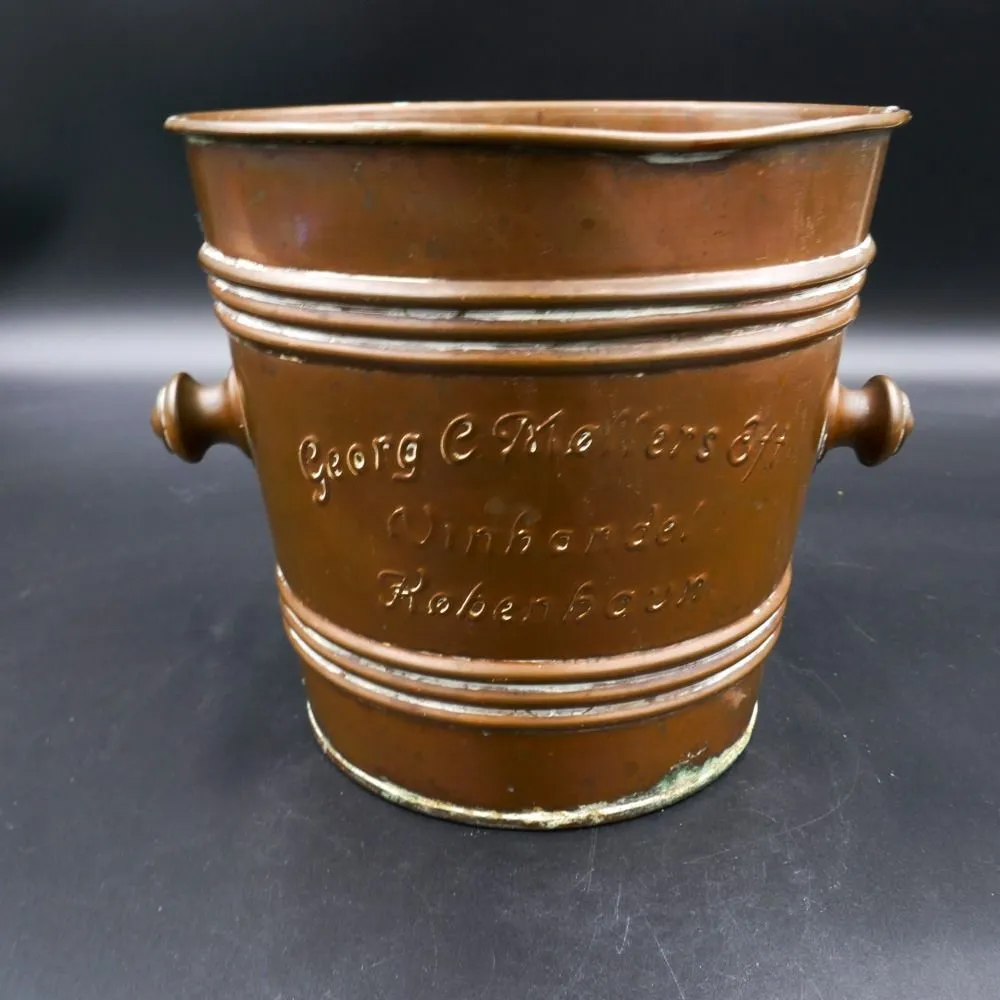 Vintage kobber vinkøler med dansk inskription